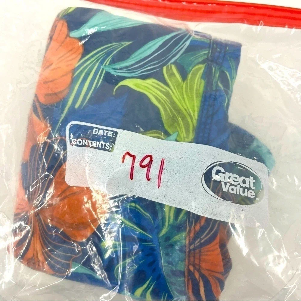 Tommy Bahama Mens Blue‎ Orange Tropical  Floral Board Shorts Swim Trunks Small